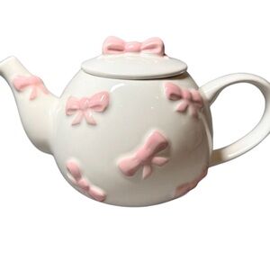 NWT Pink Bow Teapot by Lang • Hand Painted
